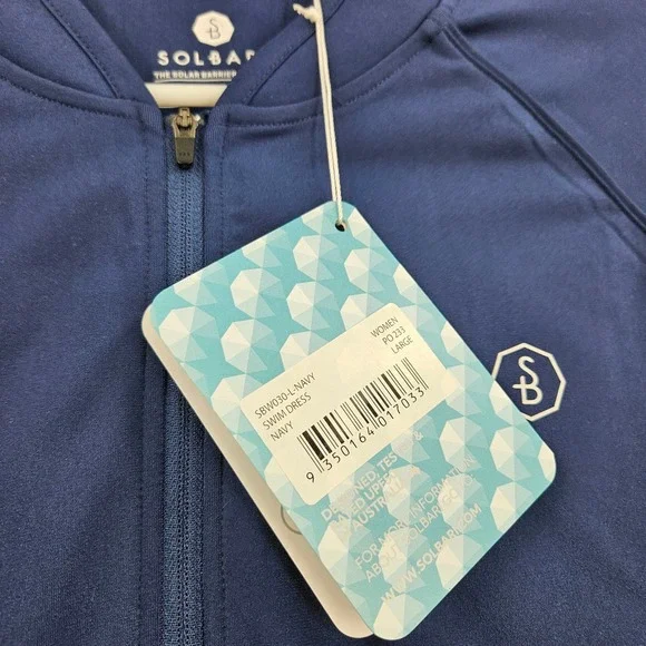 Solbari Swim Dress Navy Blue Solar Barrier UV Protection UPF 50+ NWT Size L - Picture 5 of 9